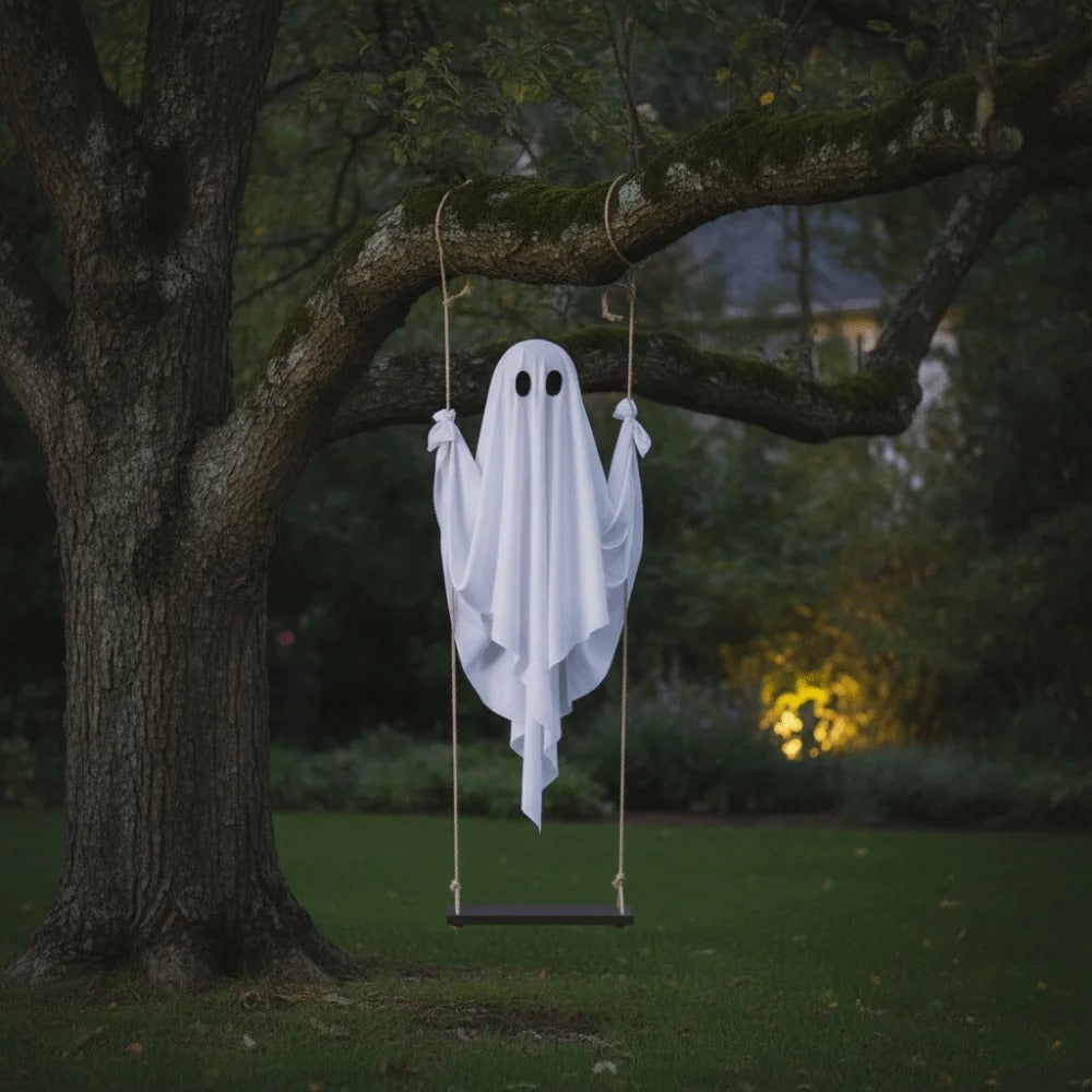 Light-Up Hanging Ghost Swing Decoration