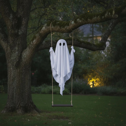 Light-Up Hanging Ghost Swing Decoration