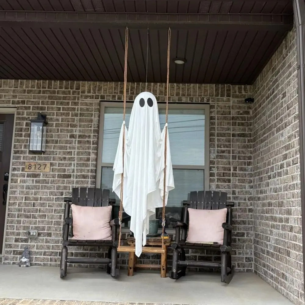 Light-Up Hanging Ghost Swing Decoration
