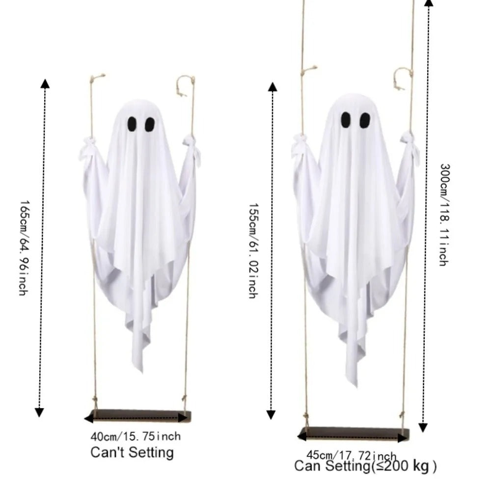 Light-Up Hanging Ghost Swing Decoration